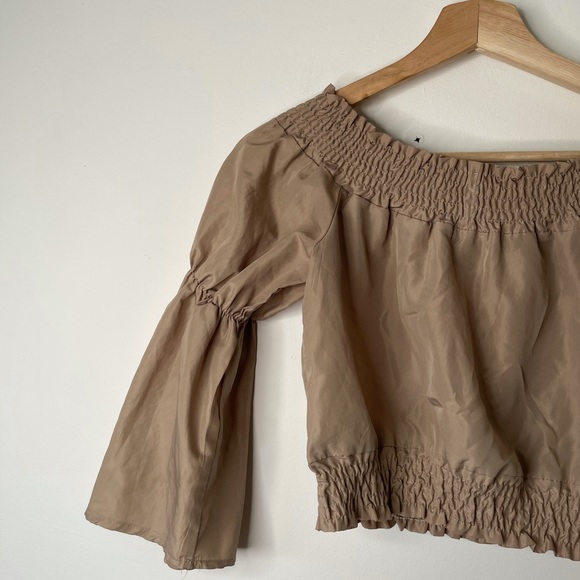 Boohoo brown crop top boho long sleeve 2 - Picture 9 of 10